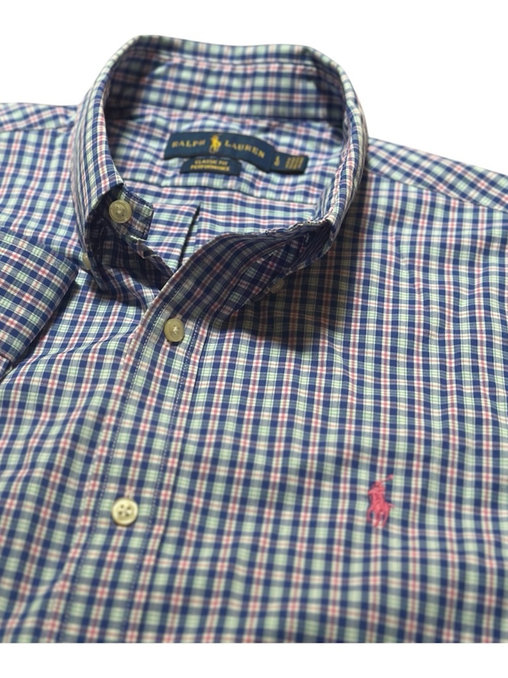 Ralph Lauren Men's Plaid Button-Down Shirt - Blue & Pink